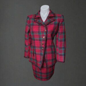 Vintage Ungaro Parallele Paris Plaid/Tweed Skirt Suit – Size 8 – Rare Find